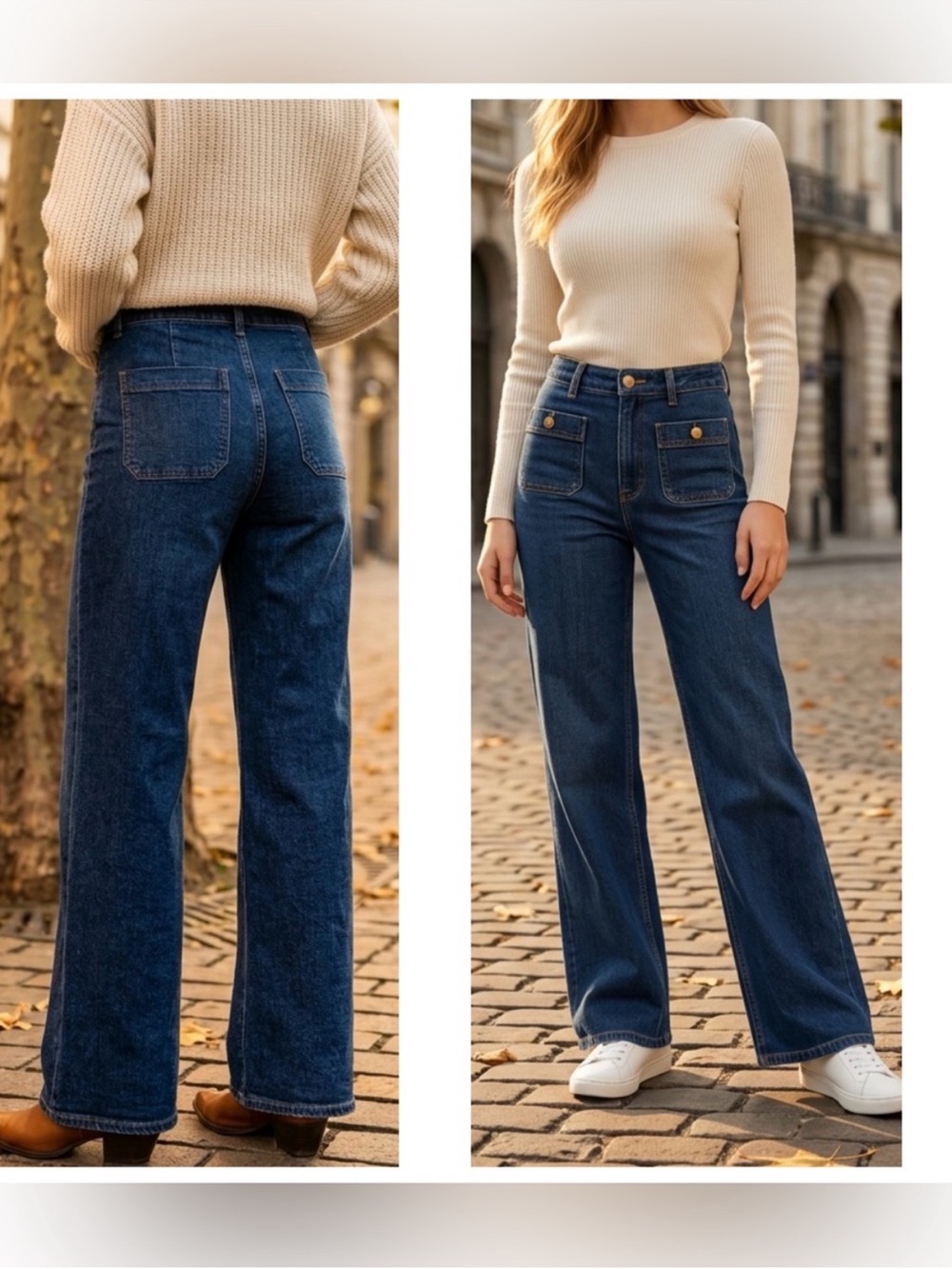 J. Crew Women Full length Slim Wide-Leg high rise Jeans w/ Patch Pockets Size 29 - Picture 3 of 12